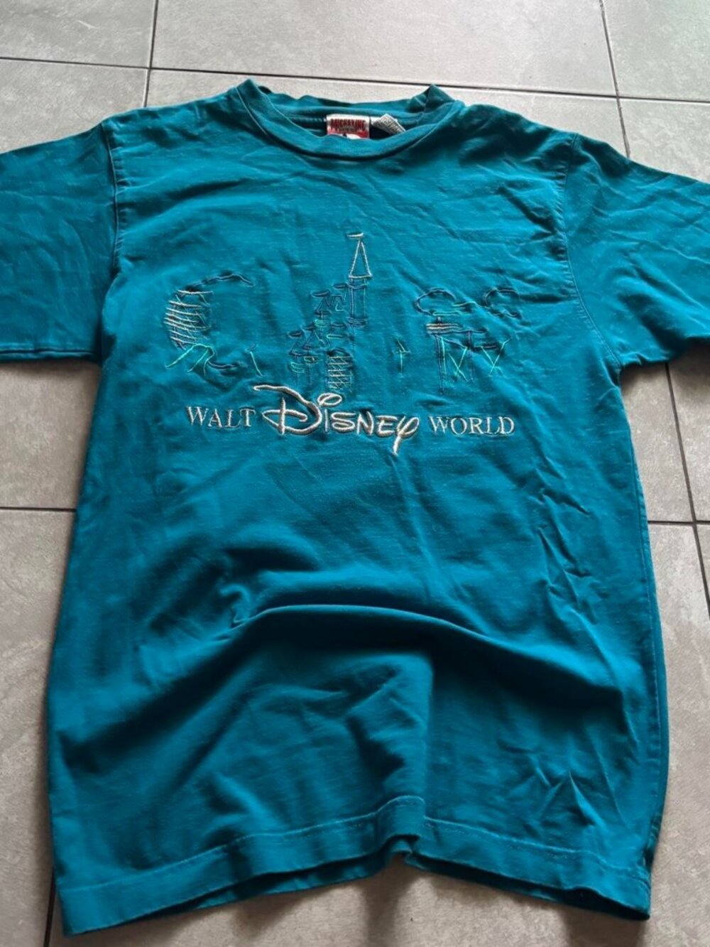Vintage Disney World blue cotton t-shirt with Walt Disney World graphic, size S/